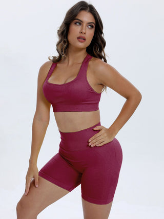 Scoop Neck Wide Strap Top and Shorts Active Set Trendsi