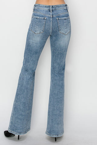 Full Size Mid Rise Bootcut Jeans Divacious