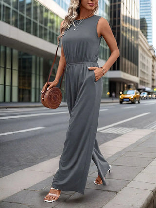 Round Neck Wide Leg Jumpsuit Divacious