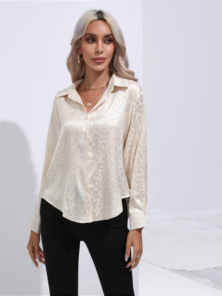 Printed Collared Neck Buttoned Shirt Divacious