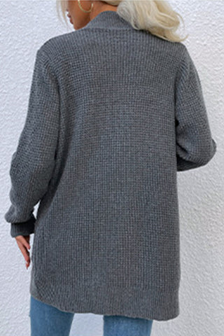 Open Front Rib-Knit Cardigan with Pockets Divacious