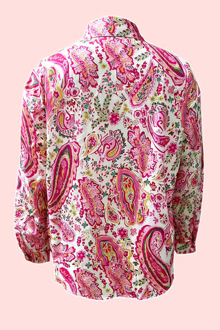 Printed Collared Neck Long Sleeve Shirt Divacious