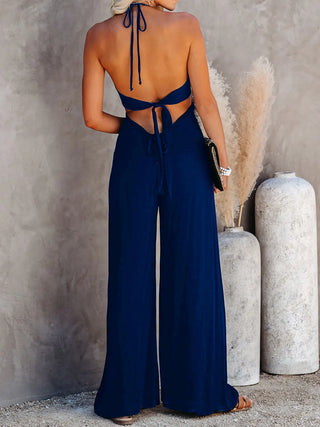 Halter Neck Wide Leg Jumpsuit Divacious