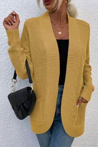 Open Front Rib-Knit Cardigan with Pockets Divacious