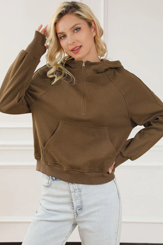 Half-Zip Long Sleeve Hoodie Divacious