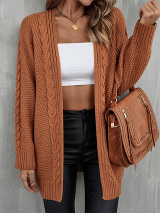 Warm Fall Mixed Knit Open Front Longline Cardigan Divacious