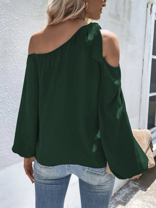 Cold-Shoulder Long Sleeve Blouse Divacious