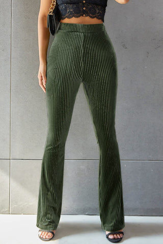 Ribbed High Waist Flare Pants Divacious