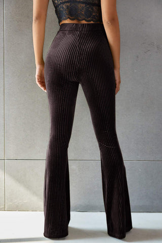 Ribbed High Waist Flare Pants Divacious