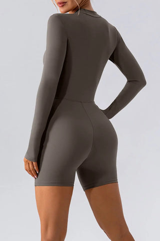 Half Zip Long Sleeve Active Romper Divacious