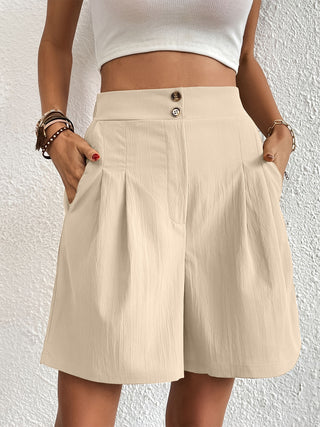 Pocketed Half Elastic Waist Shorts Divacious