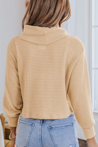 Waffle-Knit High Neck Top Divacious