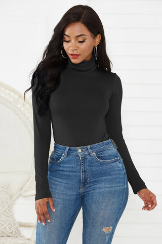 Turtleneck Long Sleeve Bodysuit Divacious