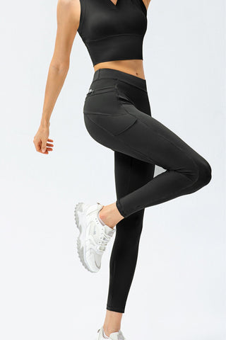 Full Size Slim Fit High Waist Long Sports Pants with Pockets Trendsi