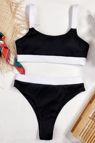 Color Block Scoop Neck Bikini Set Divacious