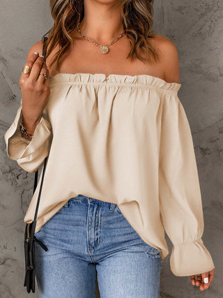 Off-Shoulder Flounce Sleeve Blouse Divacious