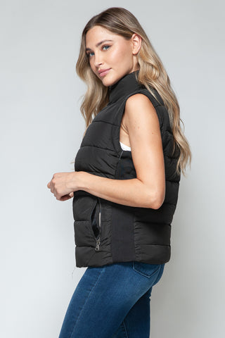 Snobbish Zip Up Turtleneck Vest with Pockets Trendsi