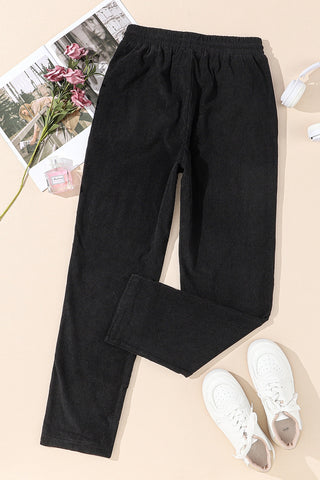 Drawstring Straight Pants with Pockets Divacious