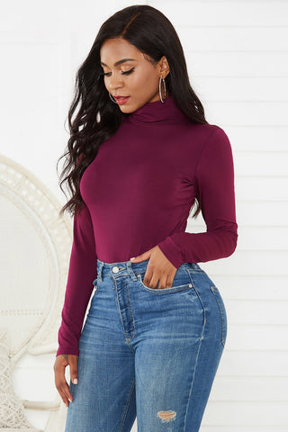 Turtleneck Long Sleeve Bodysuit Divacious