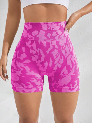 Printed High Waist Active Shorts Divacious