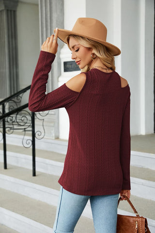 Dropped Shoulder Long Sleeve Blouse Divacious