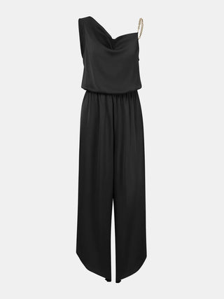 Chain Detail Asymmetrical Neck Jumpsuit Divacious