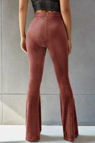 Ribbed High Waist Flare Pants Divacious