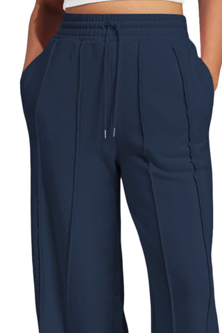 Drawstring Wide Leg Active Pants Trendsi