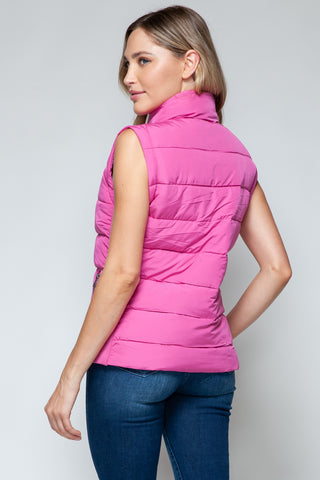 Snobbish Zip Up Turtleneck Vest with Pockets Trendsi