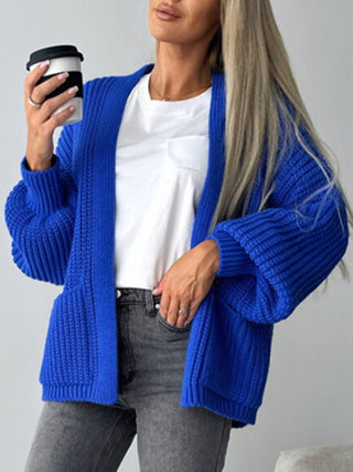 Open Front Dropped Shoulder Cardigan Divacious