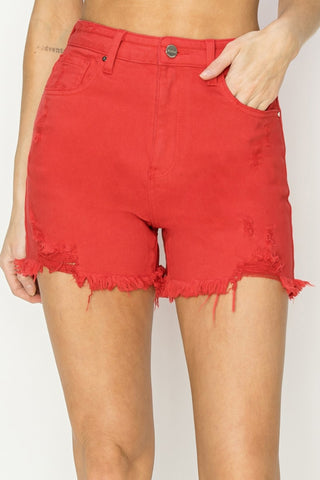 High Rise Distressed Denim Shorts Divacious