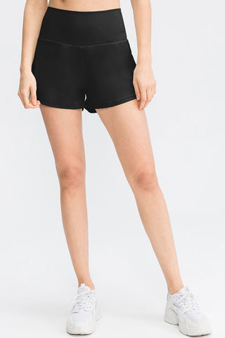 Wide Waistband Sports Shorts with Pockets Divacious