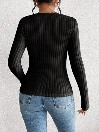 Ribbed Long Sleeve T-Shirt - Divacious