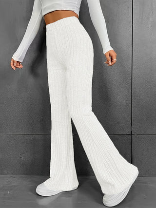 Ribbed High Waist Bootcut Pants Divacious