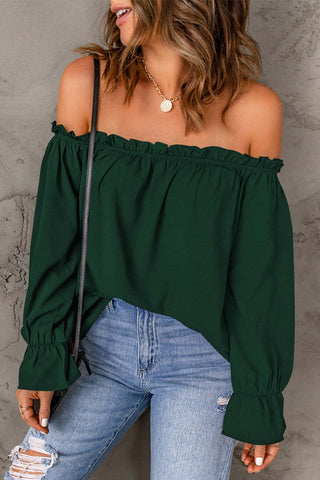 Frill Off-Shoulder Flounce Sleeve Blouse Divacious