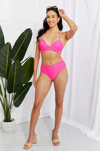 Marina West Swim Summer Splash Halter Bikini Set in Pink Divacious