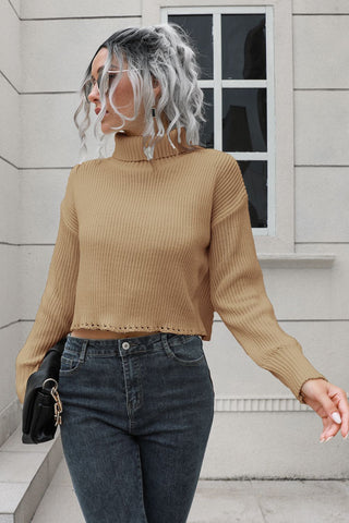 Turtleneck Dropped Shoulder Sweater Divacious