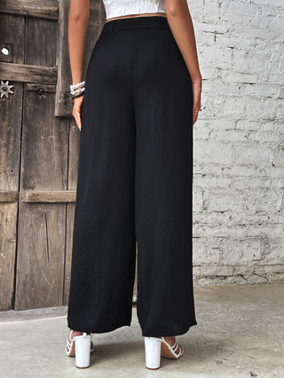 Ruched High Waist Wide Leg Pants Divacious