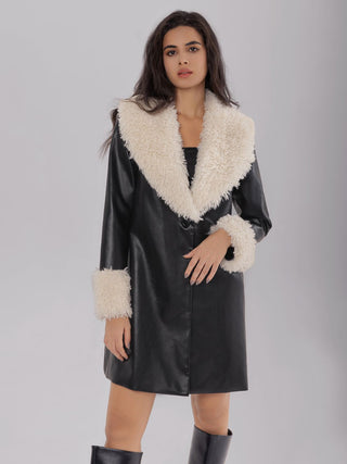 Fuzzy Long Sleeve Longline Coat - Divacious