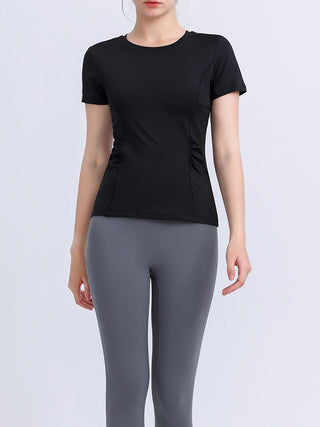 Round Neck Short Sleeve Active Top Trendsi