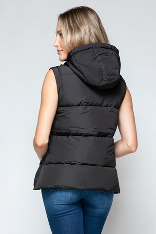 Snobbish Snap and Zip Closure Hooded Vest Trendsi