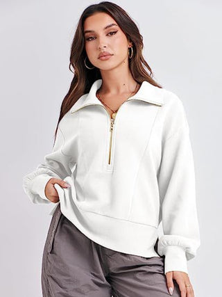 Half Zip Up Collared Sweatshirts Divacious