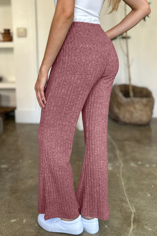 Ribbed High Waist Flare Pants Divacious