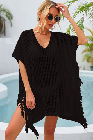 Angel Wings Fringe Trim Openwork Cover Up Divacious