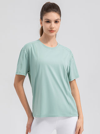 Round Neck Short Sleeve Active Top Trendsi