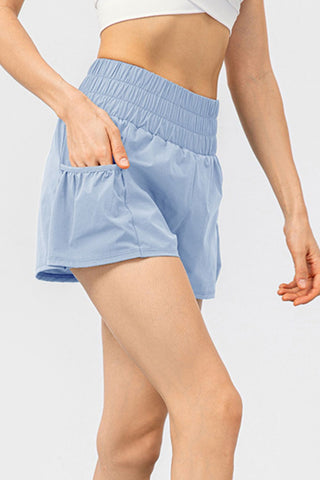 Elastic Waist Pocketed Active Shorts Trendsi