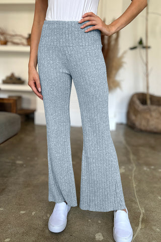 Ribbed High Waist Flare Pants Divacious