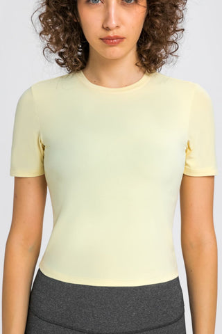 Millennia Round Neck Short Sleeve Yoga Tee Trendsi