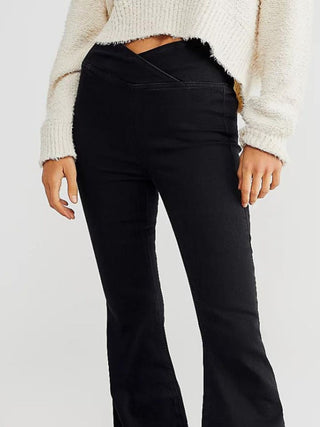 Asymmetric Waist Flare Jeans Divacious