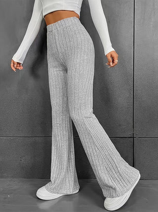 Ribbed High Waist Bootcut Pants Divacious